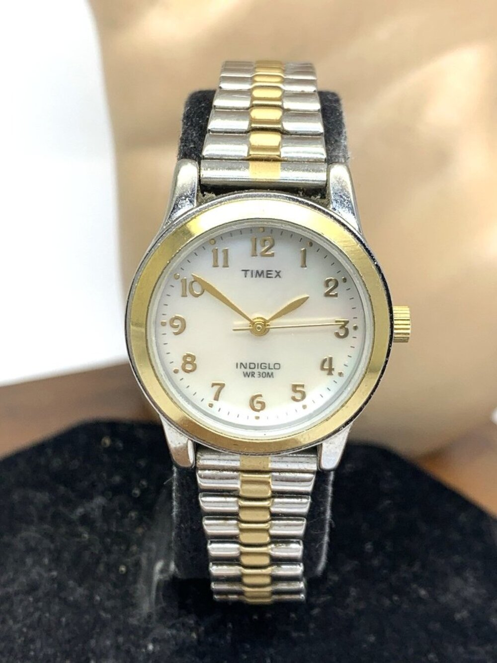 Timex Women's Watch T2M828 Quartz Indiglo Mother of Pearl Dial Two Tone Steel